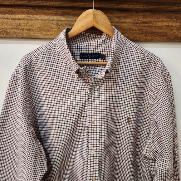 Ralph Lauren Shirt Mens XXL White Gingham Long Sleeve Flesh Pony Cotton NWOT - Picture 2 of 11